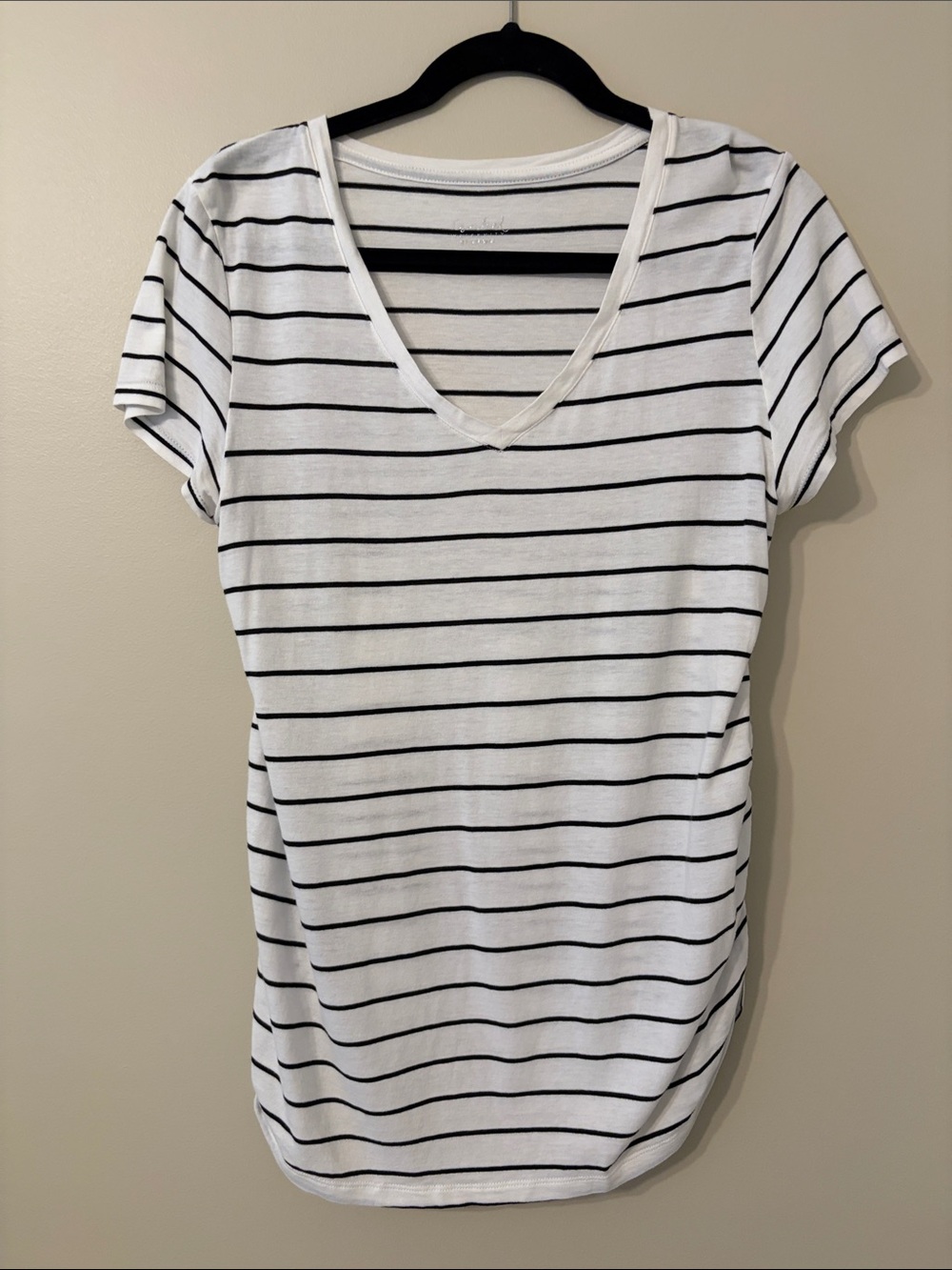 Isabel Maternity by Ingrid & Isabel White Tee with Black Stripes
